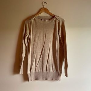 Tan Loft Button Shoulder Sweater